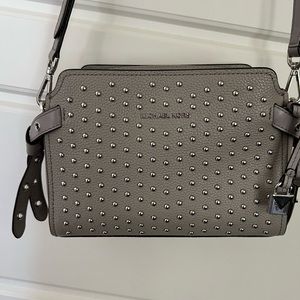 Michael Kors studded cross body grey leather